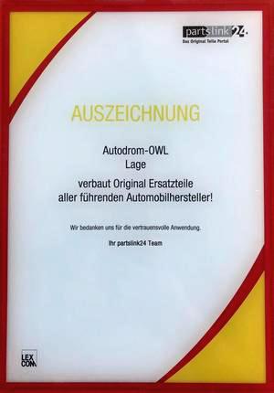 Auszeichnung für die Verwendung von Original-Ersatzteile